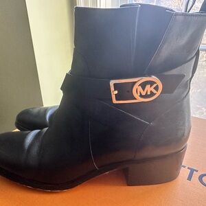 Michael Kors Black Ankle Booties with Gold Accent